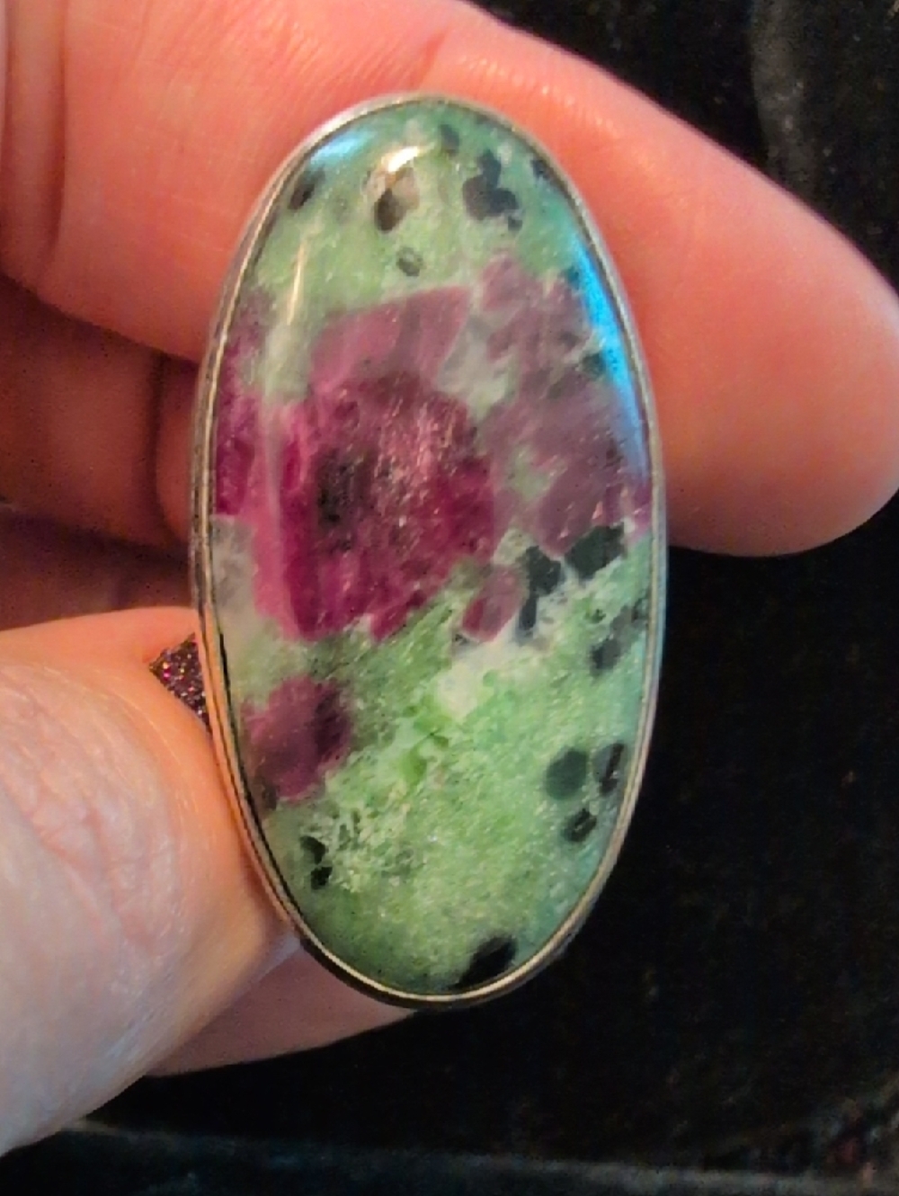 Oval Shaped Ruby Zoisite Ring